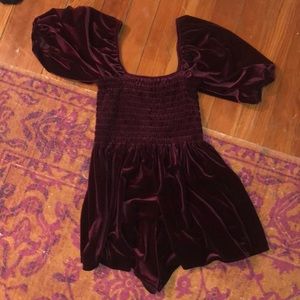 Urban Outfitters Maroon Velvet Romper